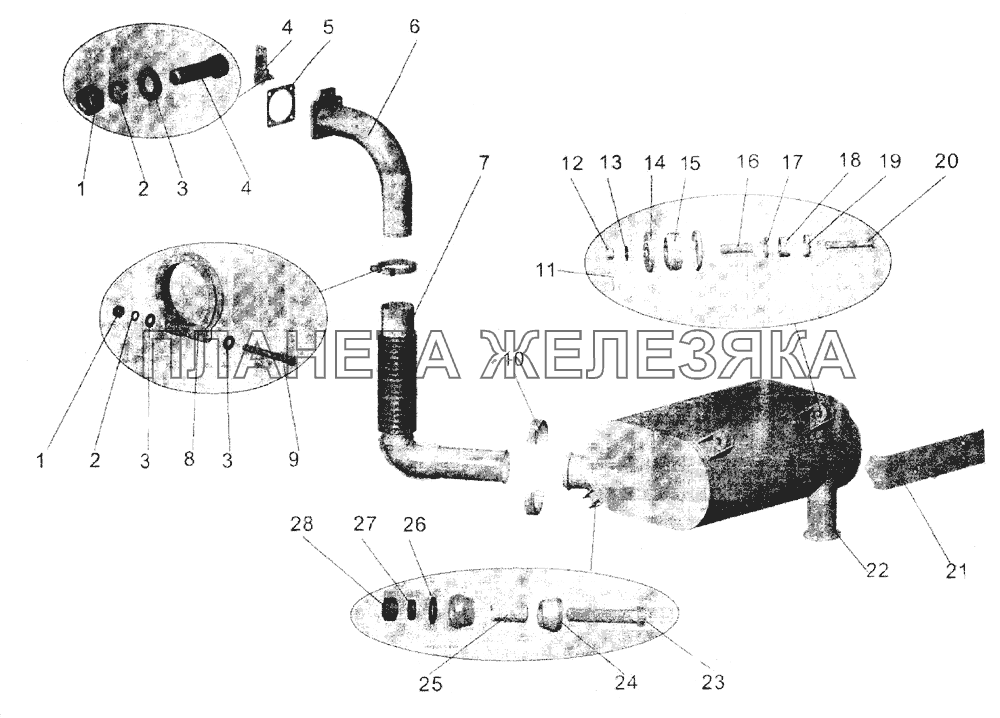 Установка системы выпуска отработавших газов МАЗ-103 (2005)